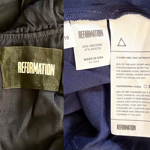 Reformation Verbena Off Shoulder Ruffle Maxi Gown Wedding Navy Size 10 EUC - Picture 4 of 7